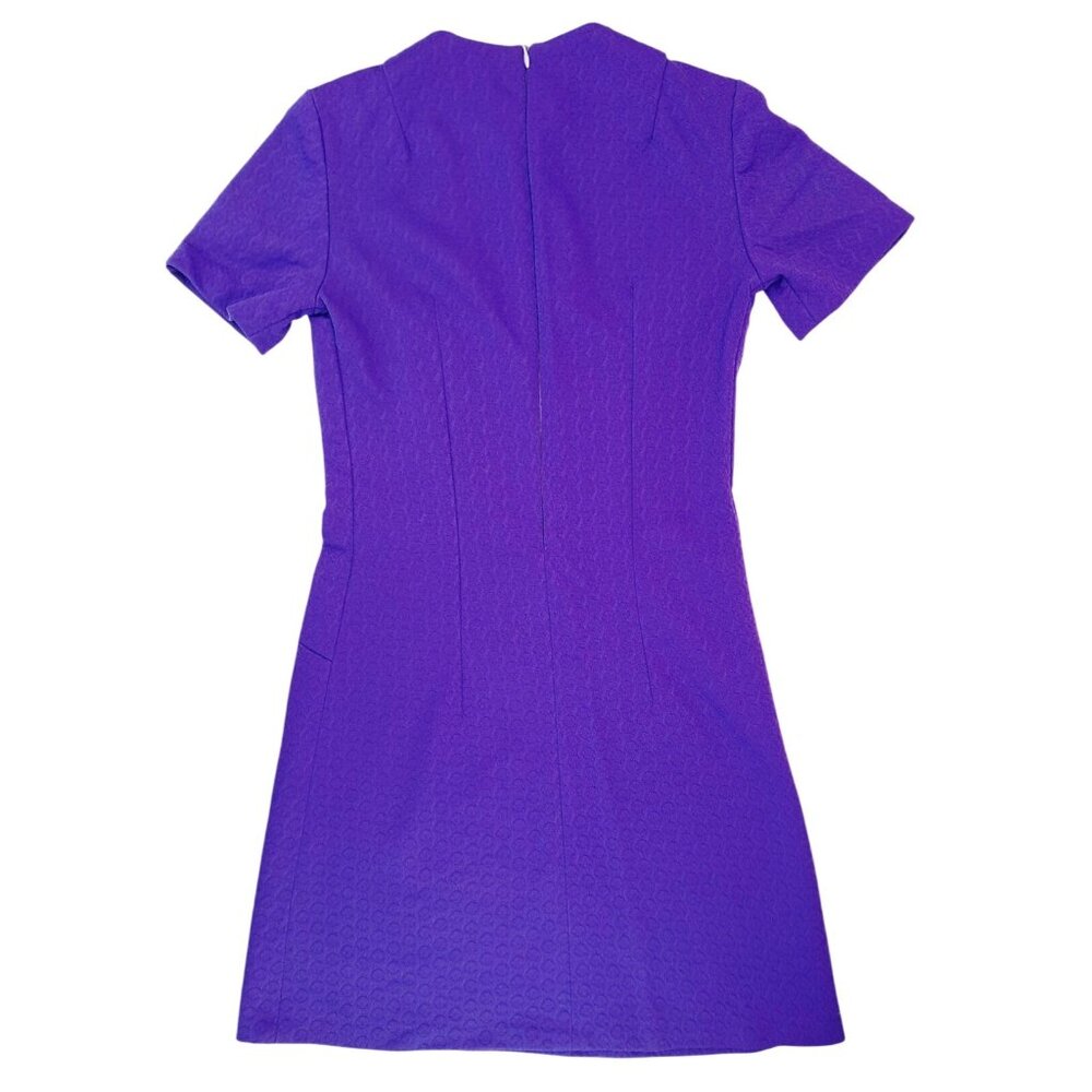 Vintage Handmade Purple Dress Textured Short Sleeve A-Line Polyester Size Small - Picture 3 of 8